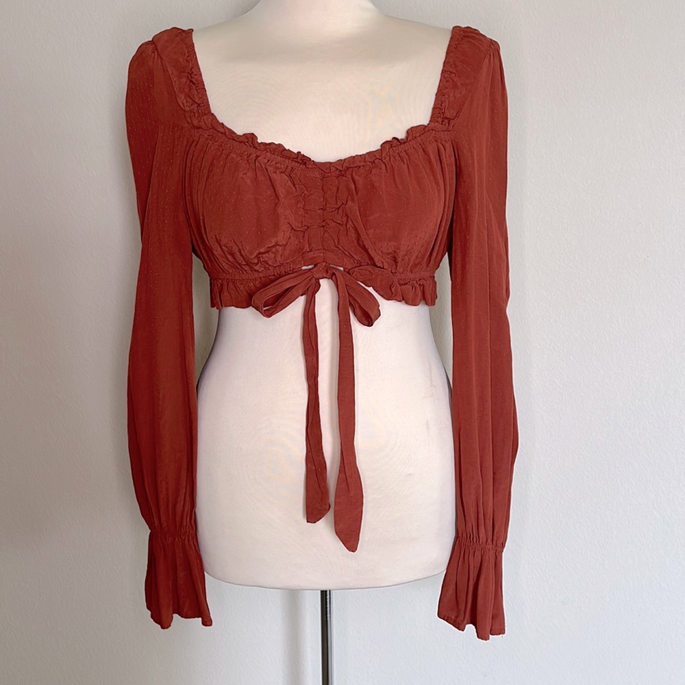 Cotton Candy LA Brown/Orange Crop Top (Size M)
